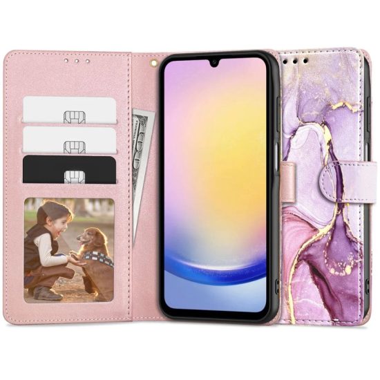 Samsung Galaxy A25 5G Tok - Tech-Protect Wallet - Pink Márvány