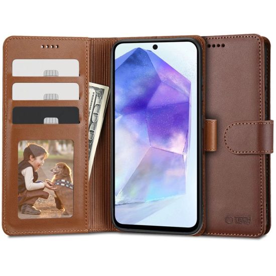 Samsung Galaxy A55 5G Tok - Tech-Protect Wallet - Barna