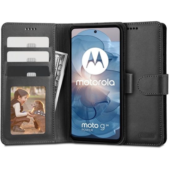 Motorola Moto G24 / G24 Power / G04 Tok - Tech-Protect Wallet - Fekete