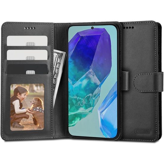 Samsung Galaxy M55 5G Tok - Tech-Protect Wallet - Fekete