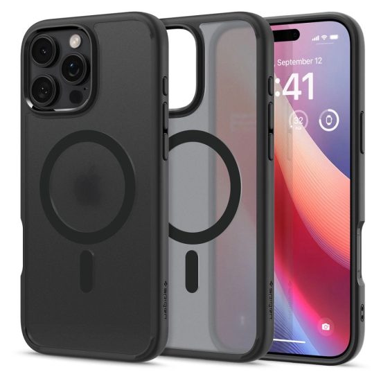 iPhone 16 Pro Tok - Spigen Ultra Hybrid MagFit - Matt Fekete