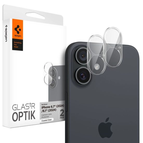 iPhone 16 / 16 Plus Kameravédő Üvegfólia - Spigen Glas.tR Optik x 2 db - Átlátszó