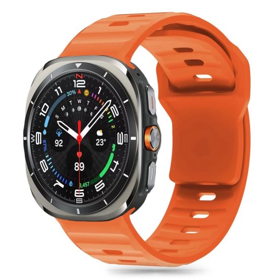 Samsung Galaxy Watch Ultra (47mm) Szíj - Tech-Protect Silicone Line - Narancs