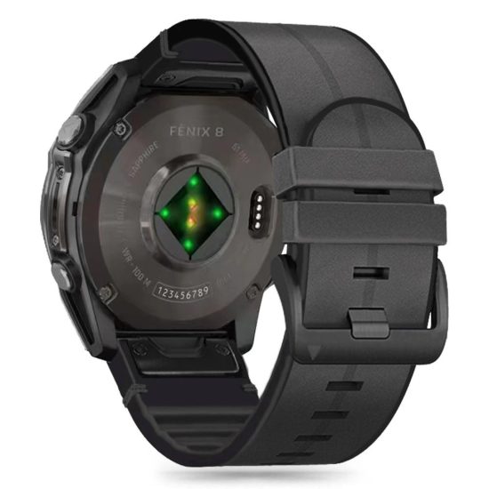 Garmin Fenix 5 / 6 / 6 Pro / 7 / 8 (47 mm) / E Szíj - Tech-Protect Silicone PU - Fekete