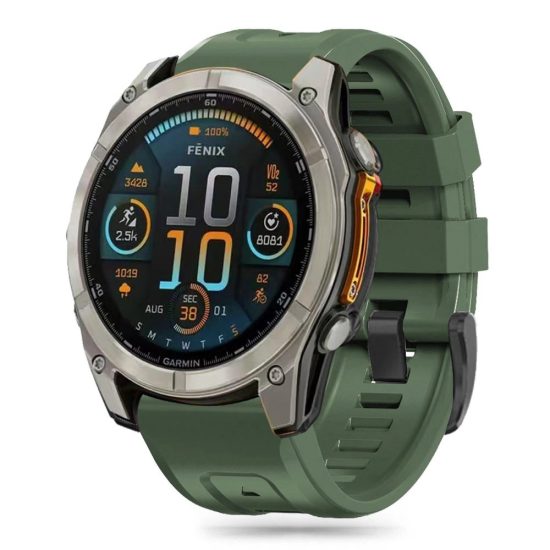 Garmin Fenix 5 / 6 / 6 Pro / 7 / 8 (47 mm) / E Szíj - Tech-Protect Silicone - Katonai Zöld