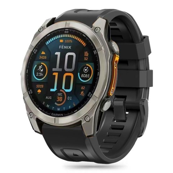 Garmin Fenix 5 / 6 / 6 Pro / 7 / 8 (47 mm) / E Szíj - Tech-Protect Silicone - Fekete