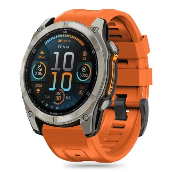 Garmin Fenix 5 / 6 / 6 Pro / 7 / 8 (47 mm) / E Szíj - Tech-Protect Silicone - Narancs