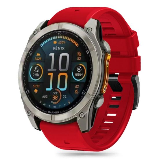 Garmin Fenix 5X / 5X Plus / 6X / 6X Pro / 7X / 8 (51 mm) Szíj - Tech-Protect Silicone Line - Piros