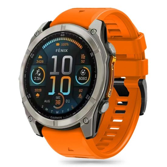 Garmin Fenix 5 / 6 / 6 Pro / 7 / 8 (47 mm) / E Szíj - Tech-Protect Silicone Line - Narancs