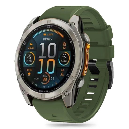 Garmin Fenix 5 / 6 / 6 Pro / 7 / 8 (47 mm) / E Szíj - Tech-Protect Silicone Line - Zöld