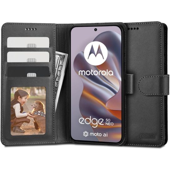 Motorola Edge 50 Neo Tok - Tech-Protect Wallet - Fekete