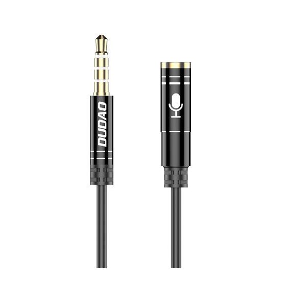 Dudao Audio Hosszabító Kábel - 4 pólusú - 3.5mm jack - 1m - Fekete