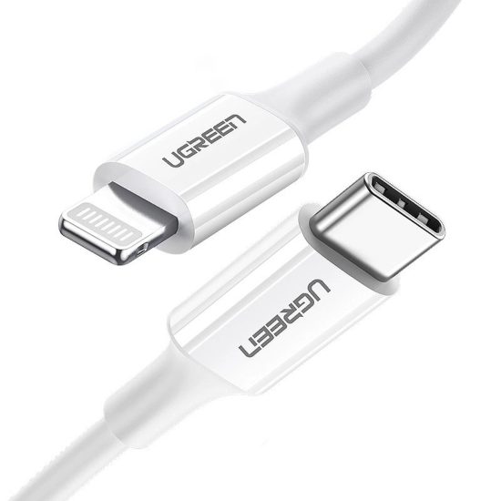 Ugreen USB-C - Lightning MFi Kábel -1m 3A 20W - Fehér