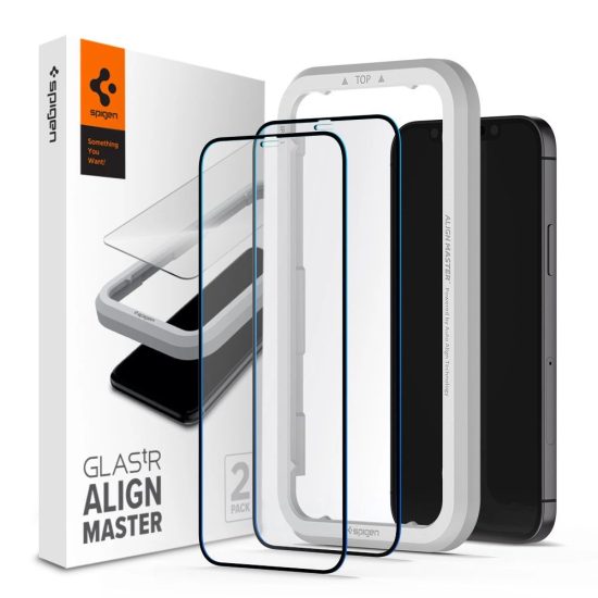 iPhone 12 / iPhone 12 Pro Kijelzővédő Üvegfólia - Spigen Glas.tR AlignMaster Full Cover x 2 db