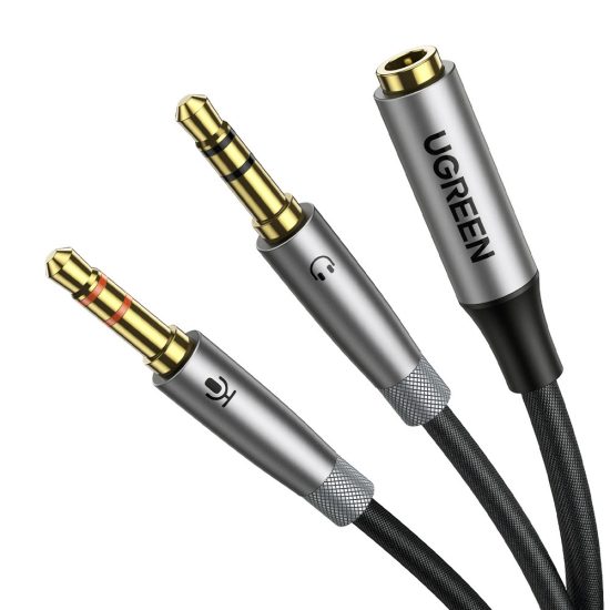 Ugreen AV193 Audio Elosztó/Splitter Kábel - 3.5mm (anya) - 2x 3.5mm (apa) - Szürke