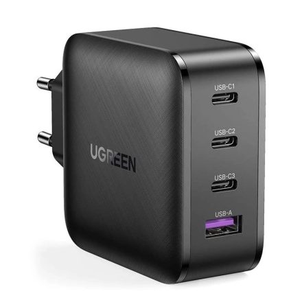 Ugreen CD224 GaN Hálózati Töltő 65W - 1x USB-A + 3x USB-C - Fekete