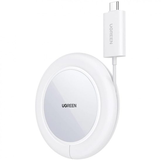 Ugreen Vezeték Nélküli Qi/MagSafe Töltő 15W + Szilikon Tok - Fehér