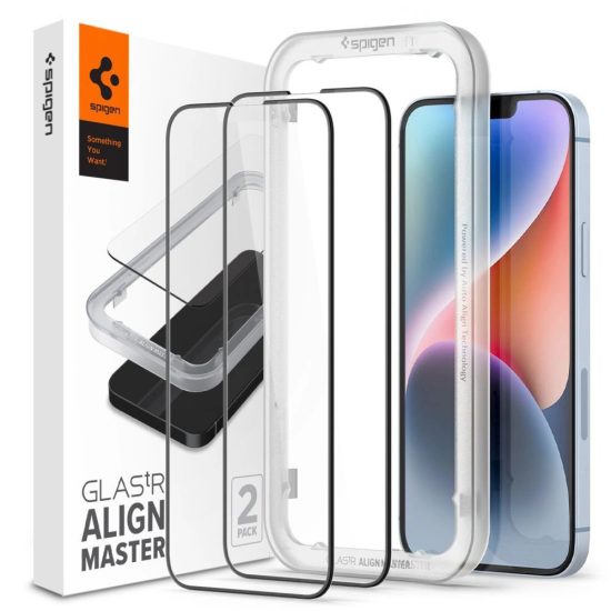 iPhone 13 / 13 Pro / 14 Kijelzővédő Üvegfólia - Spigen Glas.tR AlignMaster Full Cover x 2 db