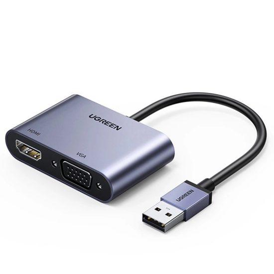 Ugreen CM449 USB-A 3.0 - HDMI + VGA Adapter - Szürke